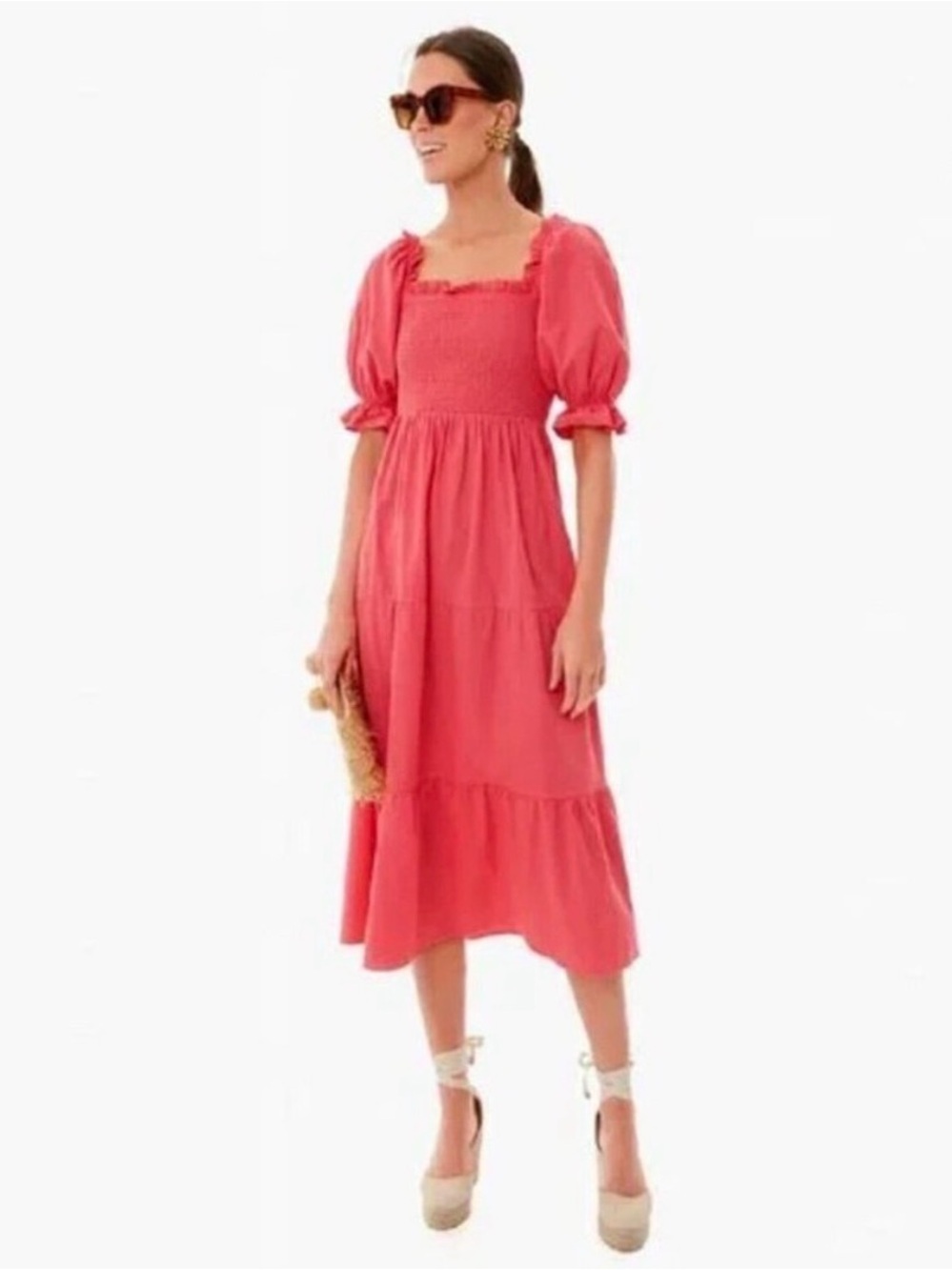 Tuckernuck Women's Hannah Midi Dress in Pink Sorbet Size Small